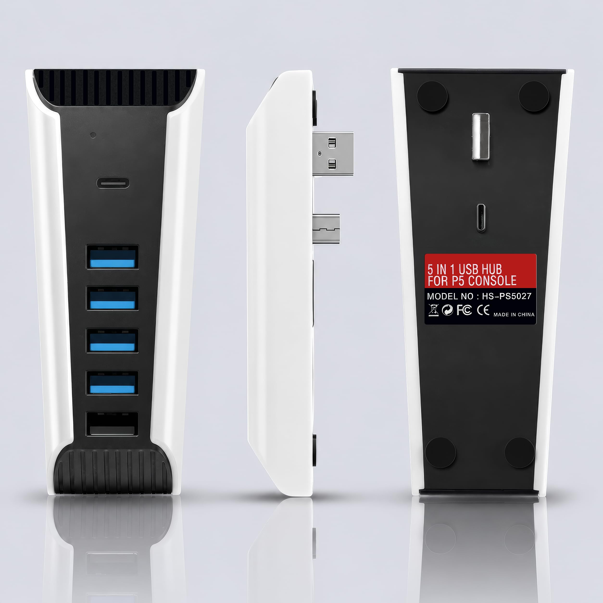 Hub do PS5, przedłużacz ładowarki USB o dużej prędkości, kompatybilny z konsolą do gier Playstation 5, 4 USB + 1 port ładowania USB + 1 port typu C