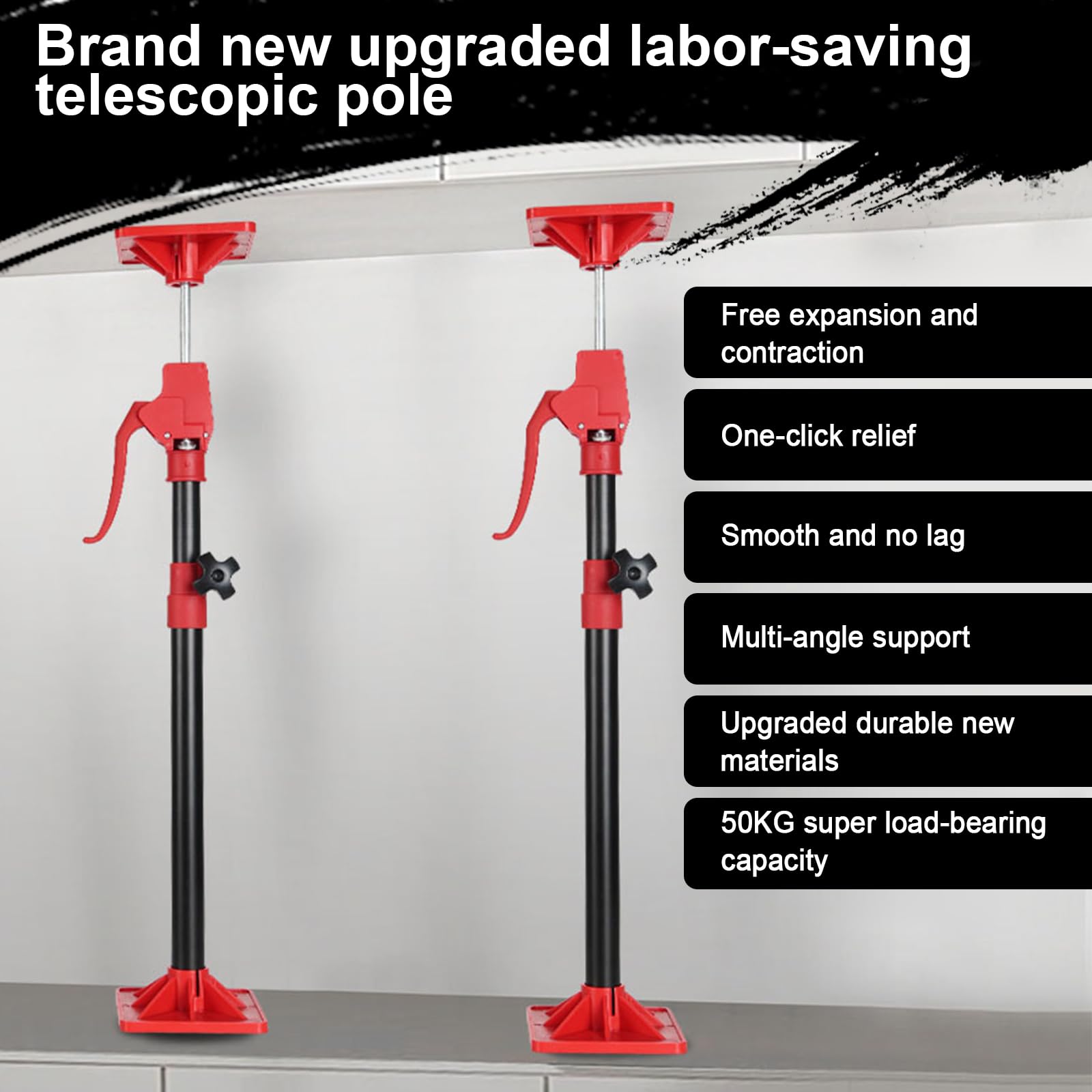 JAOGAUS Cabinet Jack Stands, Strumento di sollevamento manuale di risparmio di manodopera, Sistema di supporto in acciaio rapido di lavoro telescopico Asta di sollevamento strumento di terza mano,