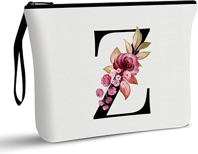 Vavabox Trousse de Toilette Personnalisée pour Femme - Tissu Premium & Fermeture Éclair Robuste, Cadeau Parfait Femme, Idée Cadeau Unique pour Fille, Mariée ou Demoiselle d'honneur (Z, Blanc)