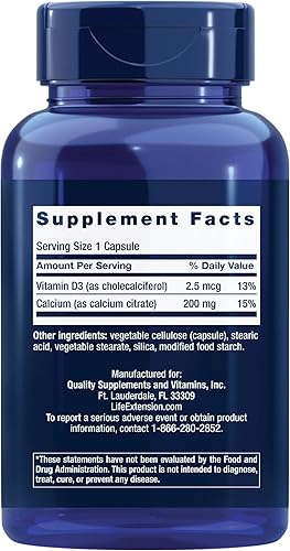 Miniatura 2 de Life Extension Citrato de calcio con vitamina D, pastillas de suplemento de calcio D3 súper absorbibles para hombres y mujeres, para densidad de