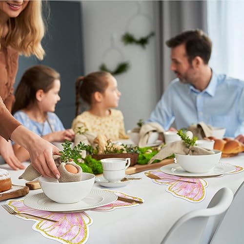 Miniatura 7 de Manteles individuales desechables de papel de mariposa coloridos para primavera, verano, boda, baby shower, cumpleaños y vacaciones, cocina, mesa de