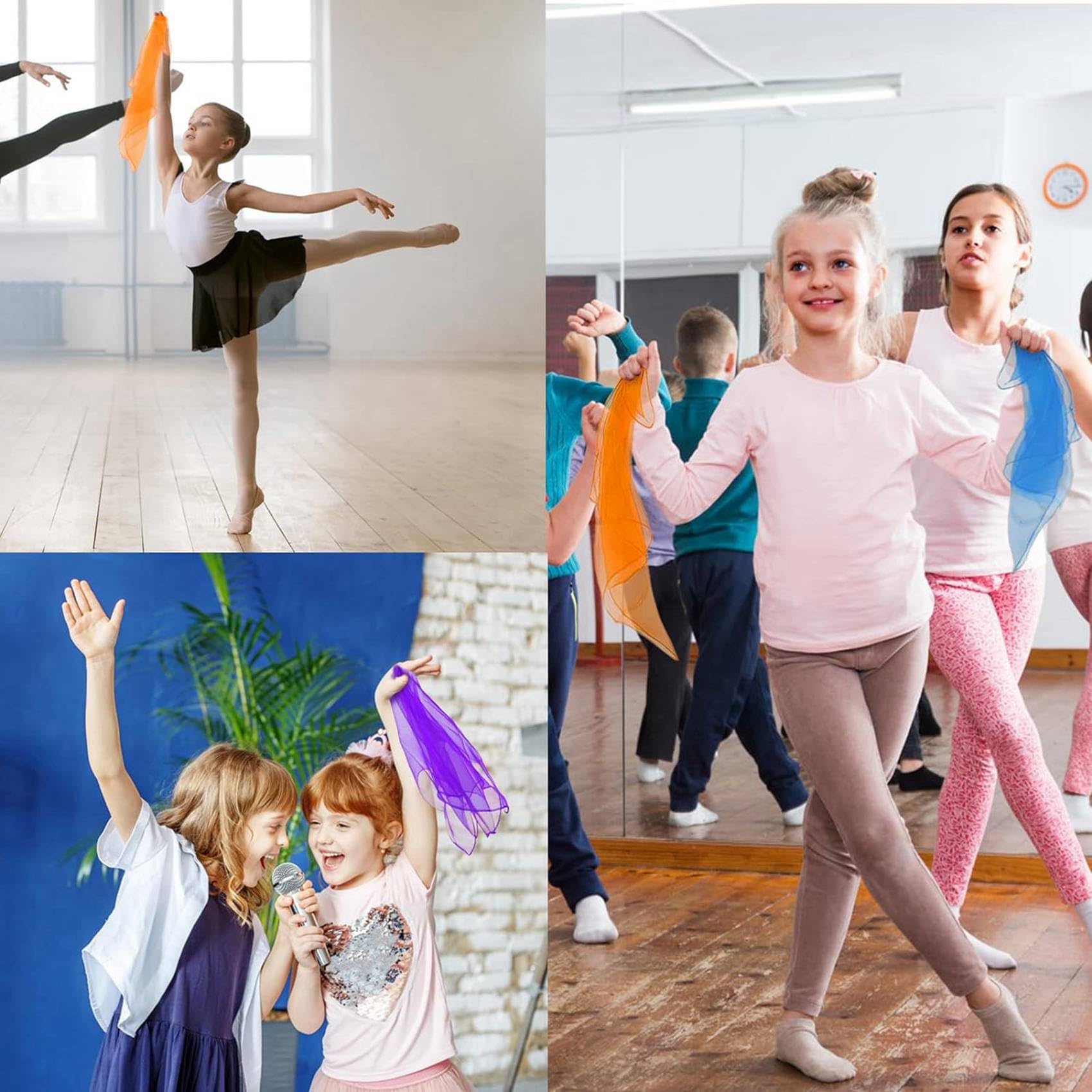144 Pezzi Sciarpe da Giocoleria per Bambini Sciarpe da Ballo per Lezioni di Musica Sciarpe Ritmiche Sete da Gioco per Il Movimento dei Bambini