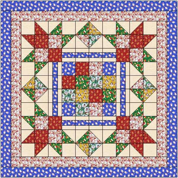 Material Maven Quilt Kit Christmas Eve On The Town Square/Lap Quilt