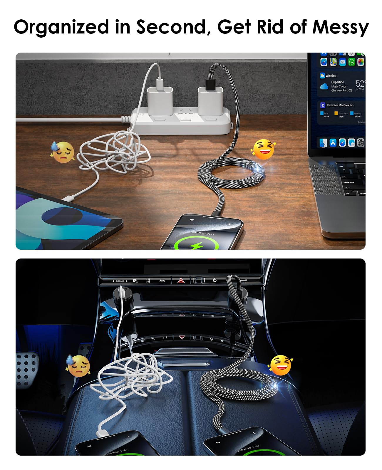 Magtame Cavo USB A a USB C, cavo di ricarica magnetico piatto, cavo USB C, cavo retrattile da 1 m, cavo USB C flessibile, compatibile con Phone 15 Pro Max, Samsung, Pad, nero