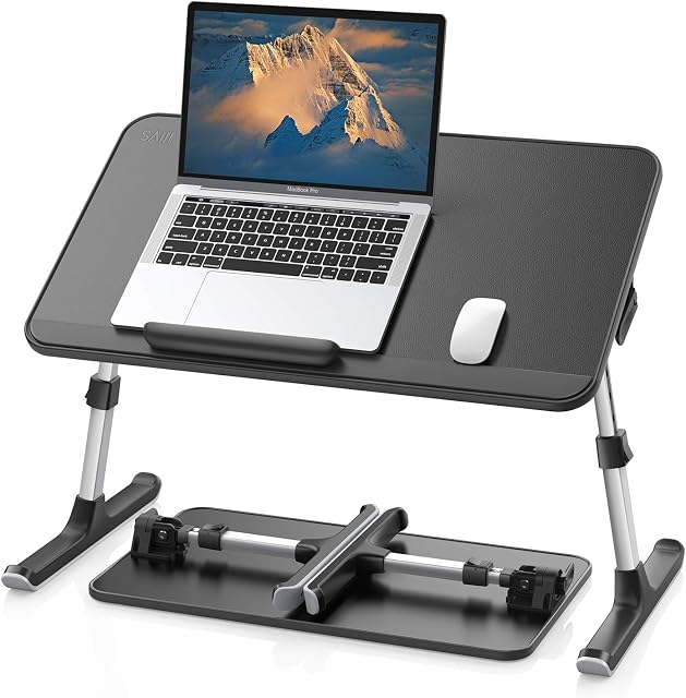SAIJI Bureau Lap Lap Table de lit pour ordinateur portable, Support pour ordinateur portatif pour lit, Portable Bureau debout léger pour écrire Manger le plancher de canapé pour adultes enfants (20.5"*11.8", Noir)