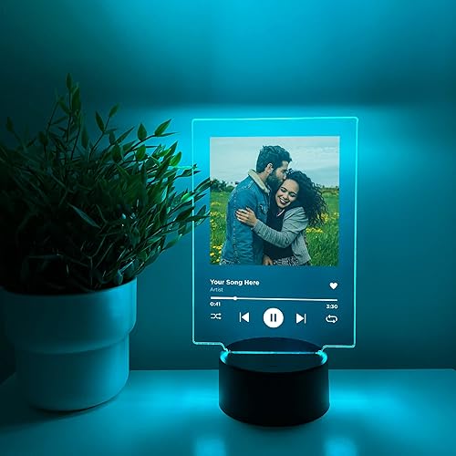 Miniatura 6 de MIRROR MANIA Custom Personalized Photo Song Framed Lyrics Music Scannable Phone Code Album Cover Picture 16 Colors LED Light Up Stand Anniversary