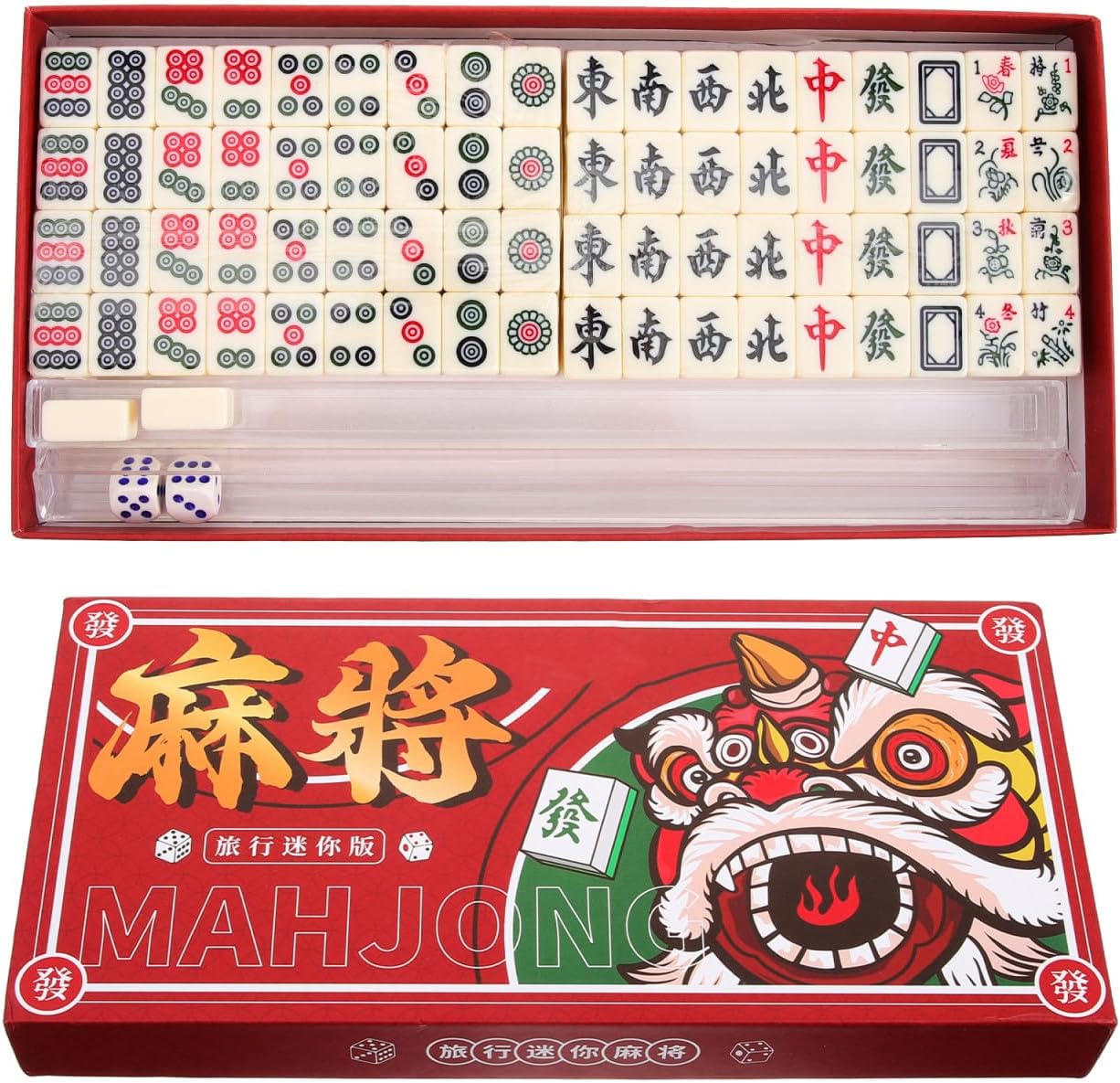 BESPORTBLE 1set Portable Mini Mahjong Set Lightweight Travel Mahjong Kit for Family Gatherings and Parties Storage Box for Home and Outdoor Use