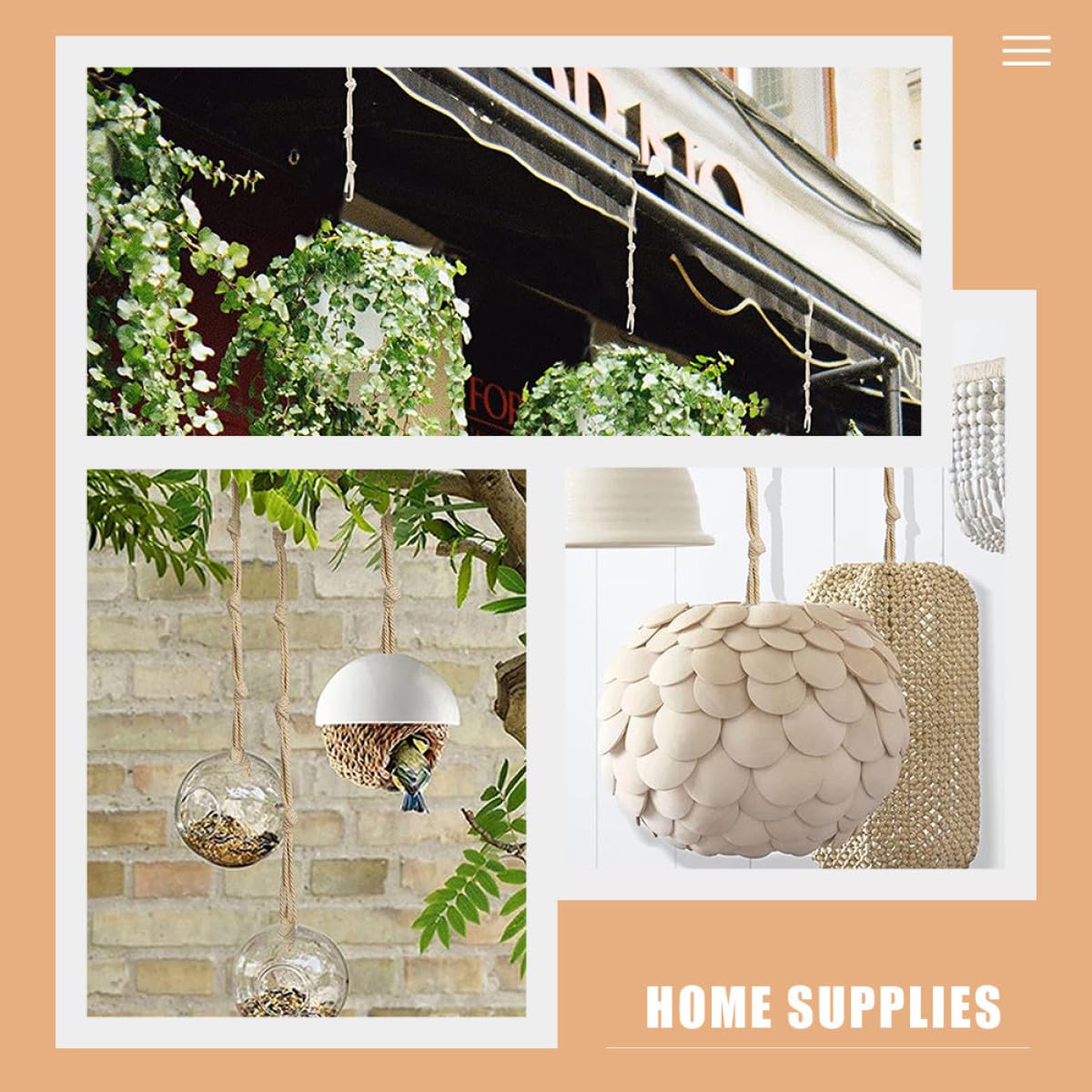 Hemobllo 3 Ensembles Holders De Pots Suspendus Macramé Corde Ajustable Pour Plantes Grimpantes Décoration Intérieure Extérieure Ropes De Suspension Robustes Élégantes 8 Pièces * 3
