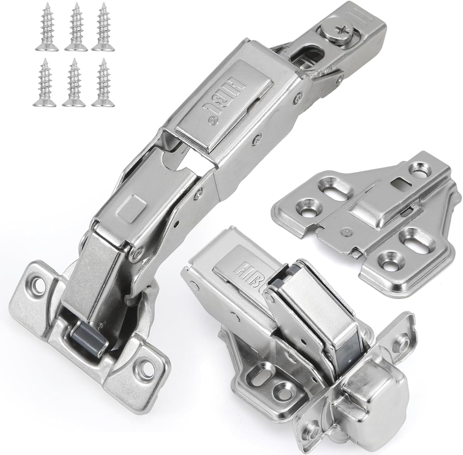 HBL' 10 Pack 165 Degree Soft Close Cabinet Hinges, Full Overlay Kitchen Cabinet Hinges, Concealed European Hinges for Lazy Susan, Pie Corner Cabinet, Open Widely and Easy Access