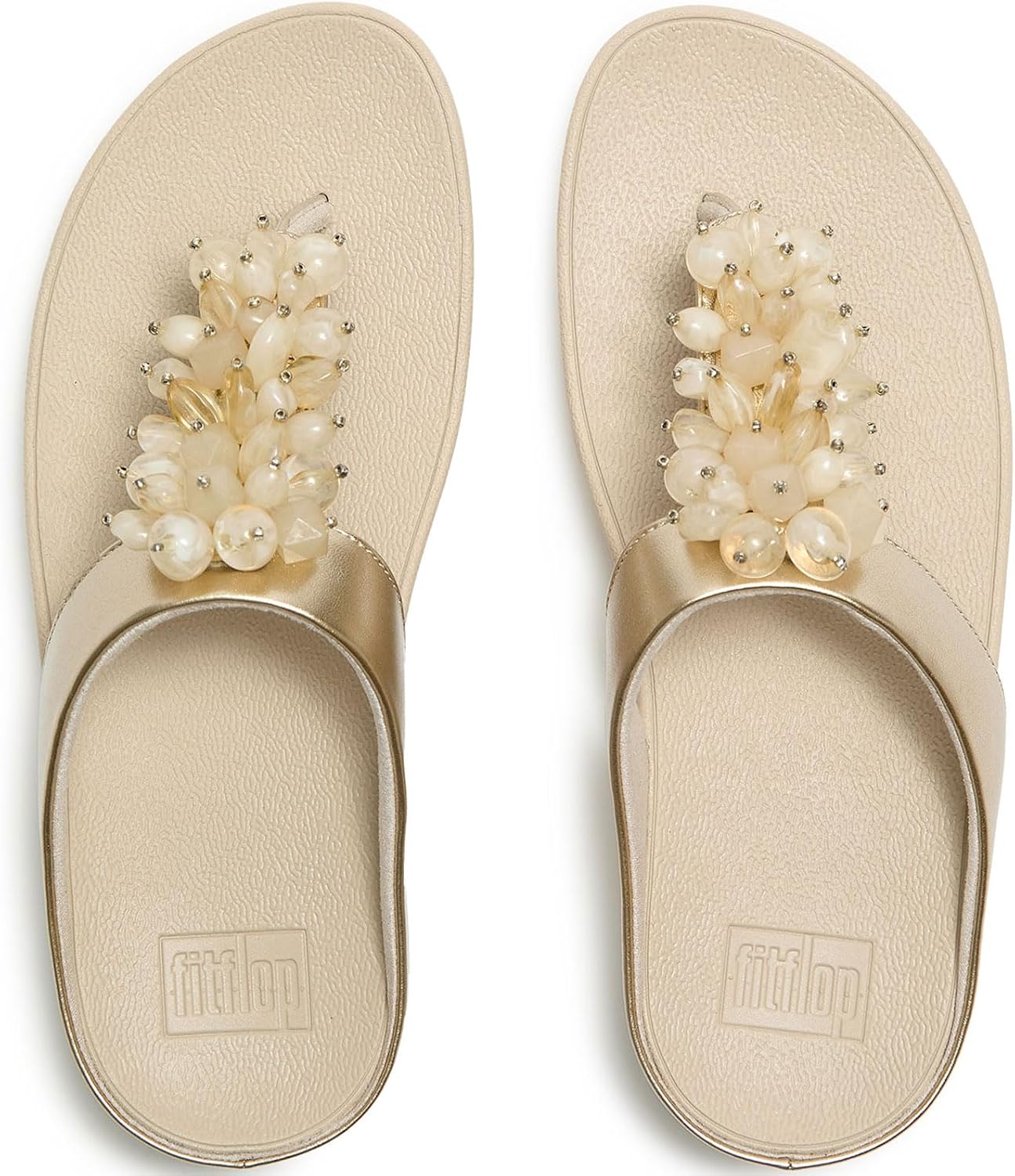 FitFlop Women's FINO Bead-Cluster Toe-Post Sandals | Lightweight Supportive Summer Sandals w/Cushioned Comfort & Arch Support