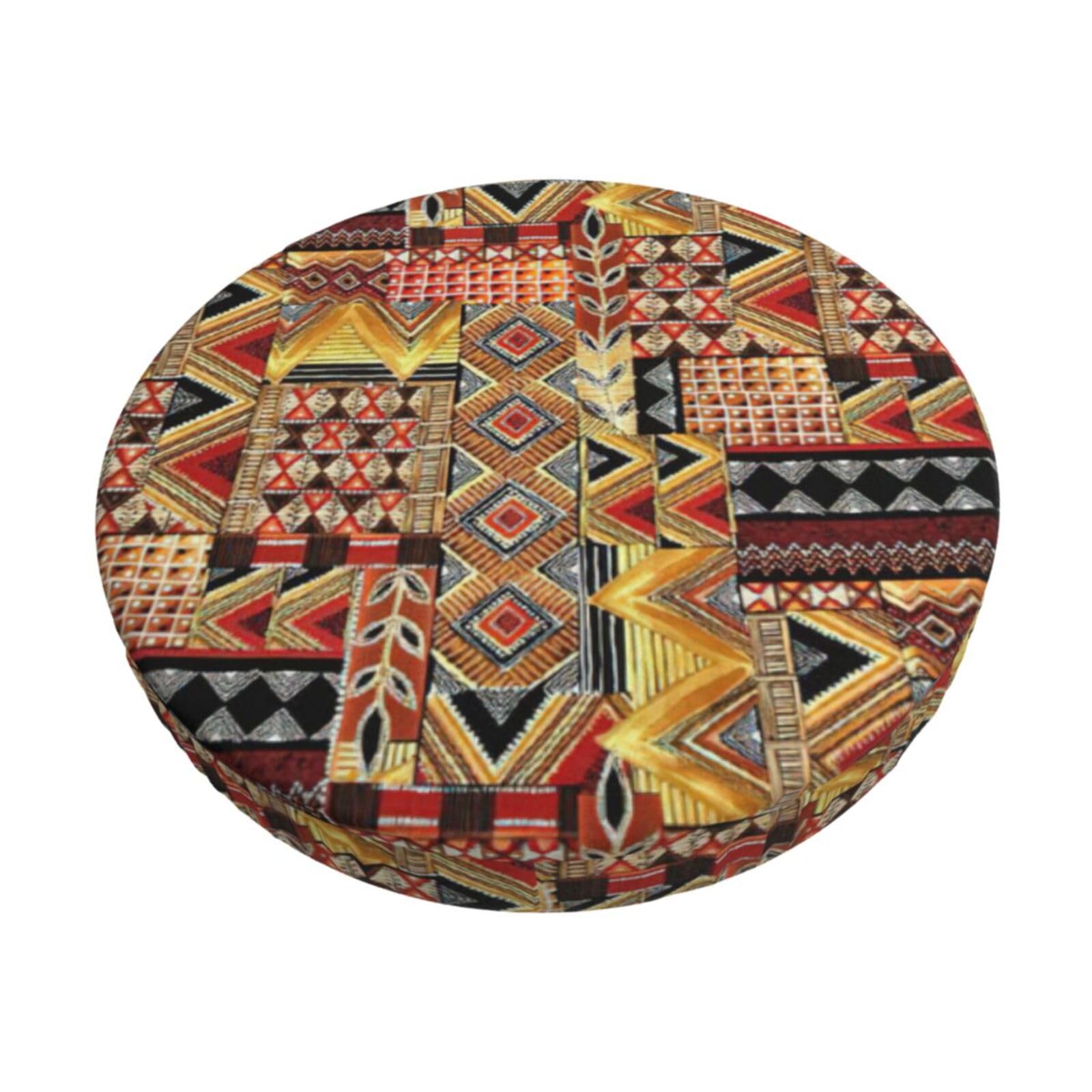 ACVnbm African Textile Patchwork Print Round Bar Chair Cushion Cover, Elastic Chair Protector For Kitchen Bar Dining