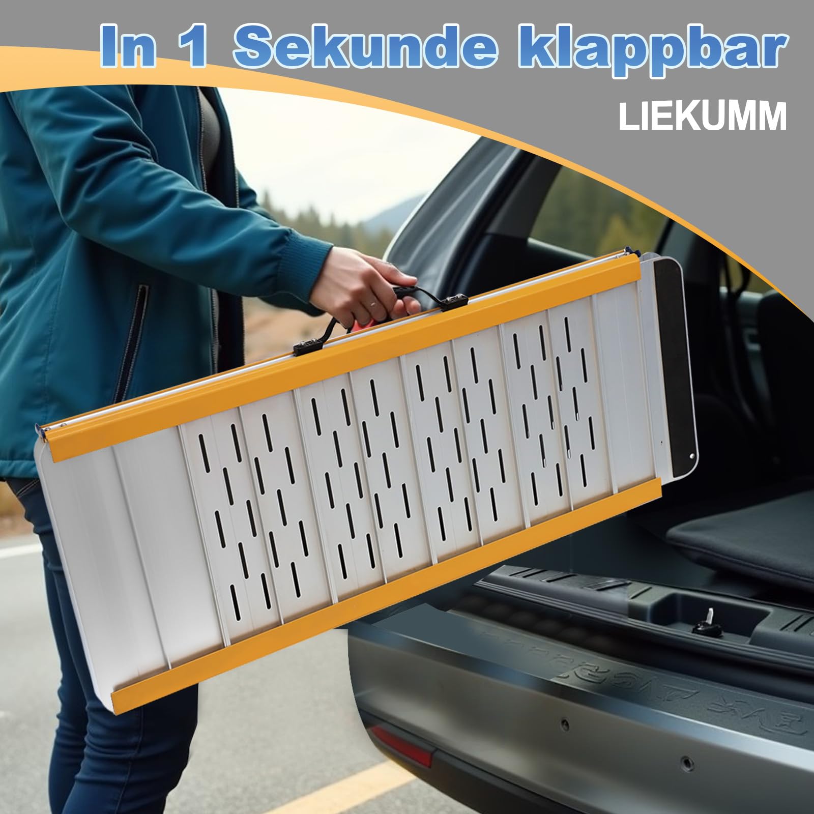 LIEKUMM Rampas para Silla de Ruedas Plegable 61 cm, Capacidad de Carga 300 kg, Rampa Silla de Ruedas de Aluminio para Escaleras y Escalones, Rampa para Silla de Ruedas de Uso Doméstico