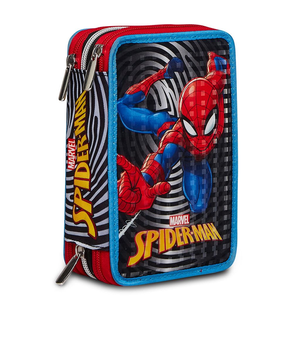 Seven Estuche Escolar con 3 Cremalleras Spider-Man The Greatest Heroe, Multicolor, Completo con lápices, rotuladores, etc. Portalápices Escolares para niños, Multicolor, Talla única, Escuela