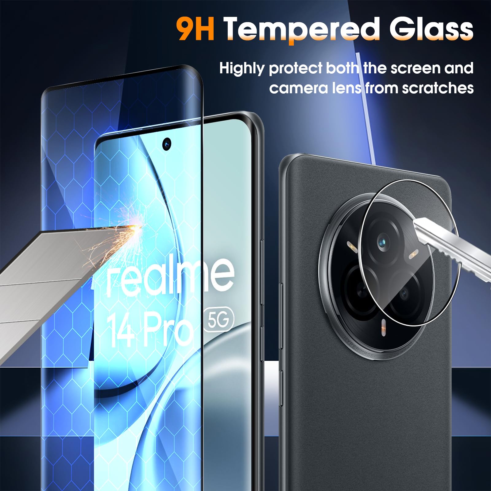 Protection écran Realme 14 Pro Plus - Verre Trempé 9H + Film Caméra, 2 Pièces, Anti-rayures - 10