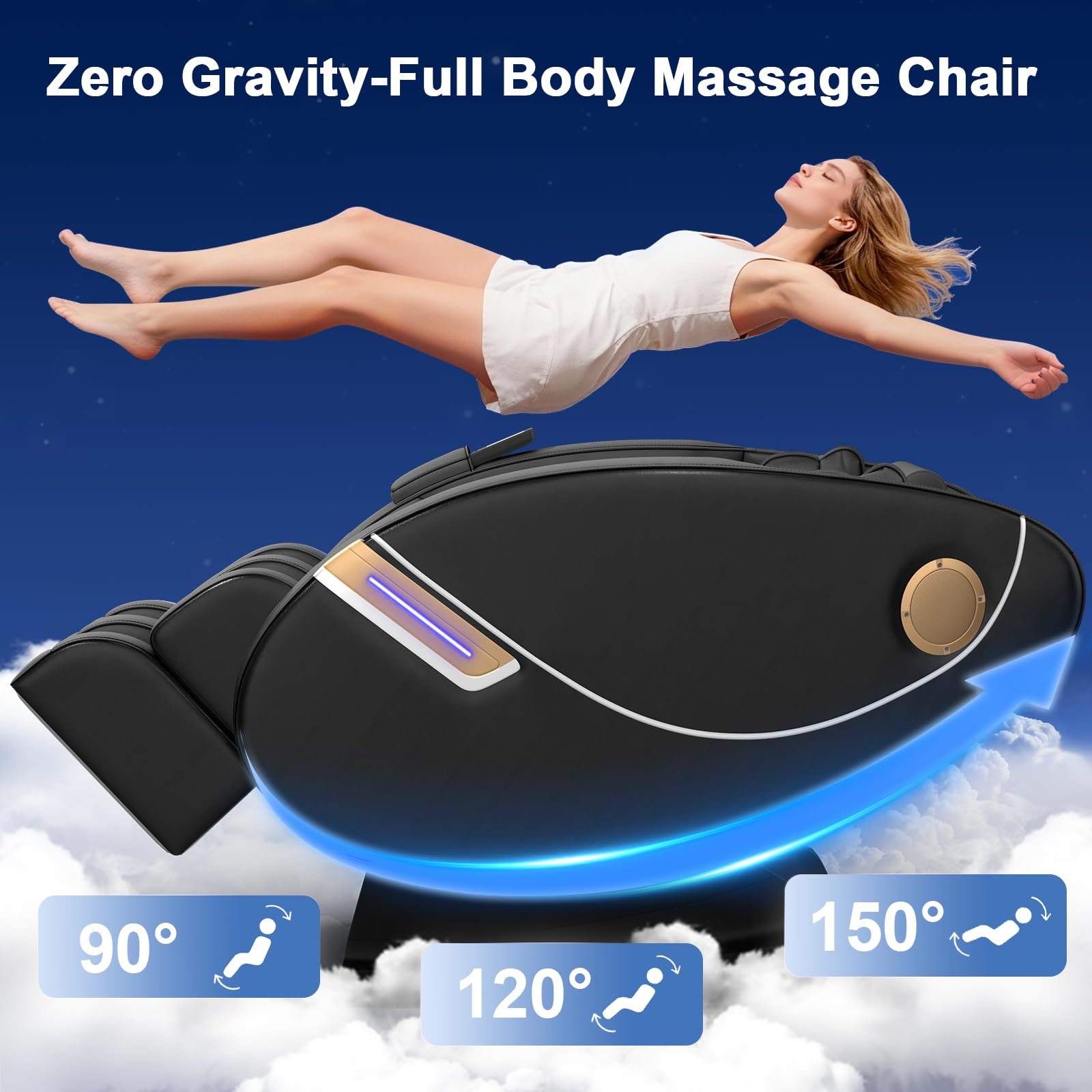 Sillón de Masaje con 14 Puntos de Masaje y 8 airbags, calefacción Lumbar y para Las piernas, Altavoz Bluetooth, Masaje con Rodillos para los pies, sillón de Masaje eléctrico
