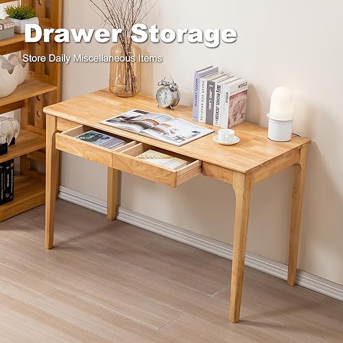 Miniatura 5 de Mesa de madera maciza, escritorio para juegos y oficina en casa para estudiantes, escritorio de PC para dormitorio, escritorio pequeño de