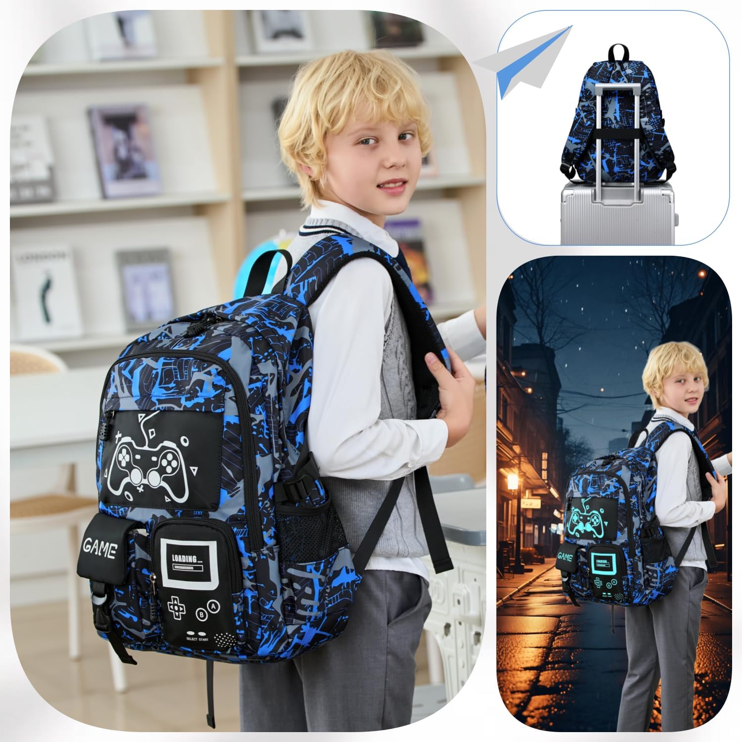 Boys School Backpack Kids Bookbag Elementary Middle Durable Waterproof Bags - Image 2