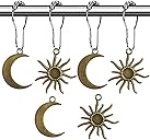 Sun Moon Celestial Shower Curtain Hooks Rings - Mid Century Abstract Boho Shower Curtain Hooks, Minimalist Vintage Cute Shower Hooks,Chic Mystic Fantasy Goth Nature Bathroom Decor