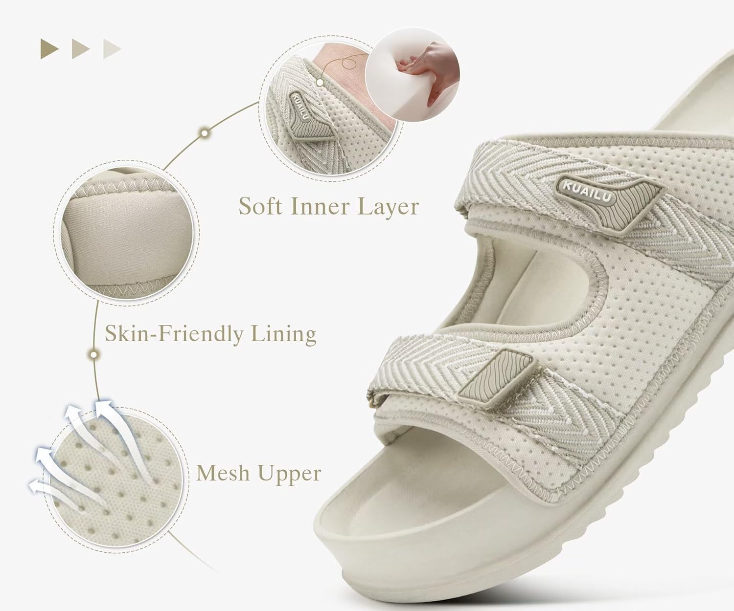 KuaiLu Mens Casual Sandals with Comfortable Orthopedic Arch Support Summer Beach Walking Shoes Cushion Slides Slip on Indoor Outdoor - Image 3