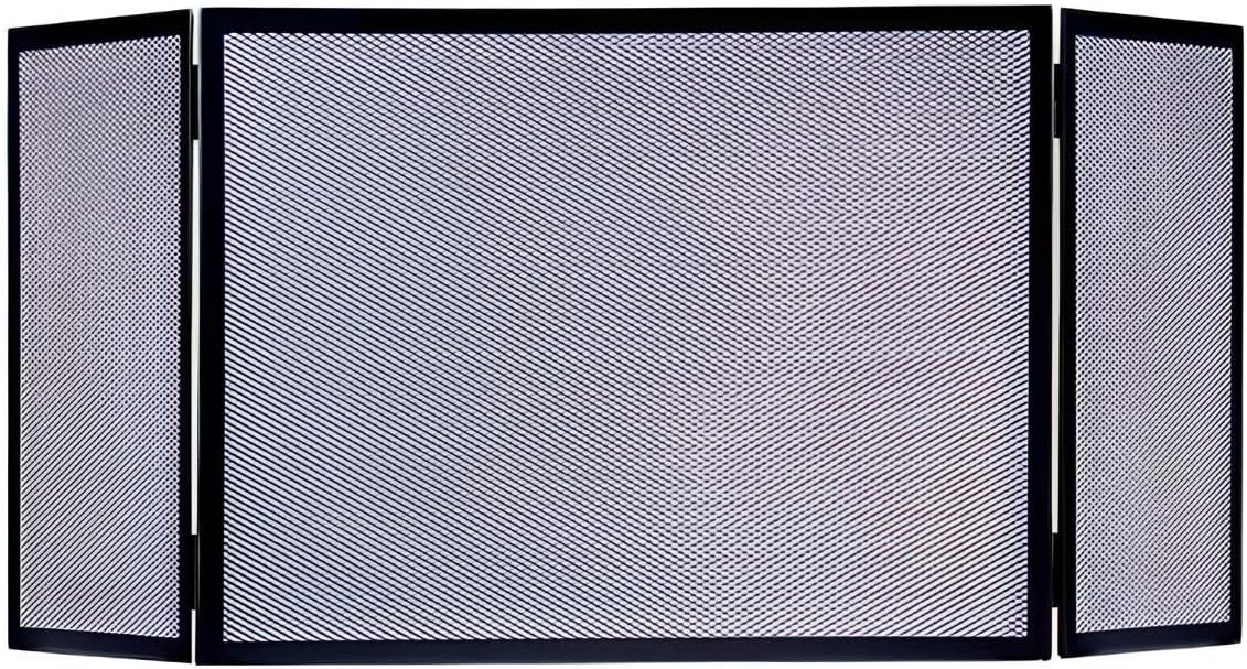 Grille De Protection Cheminée PEGANE - Pare-feu Fer Forgé Noir 80x60x30 Cm