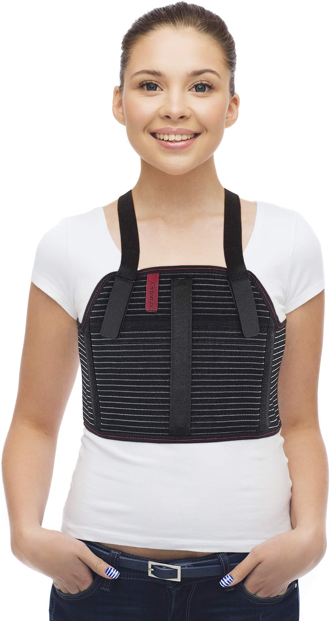 ORTONYX Sternum and Thorax Support Chest Brace for Men and Women - Brocken Fractured, Dislocated Cracked Ribs - Open Heart Surgery Recovery - HB5251/Black/Small