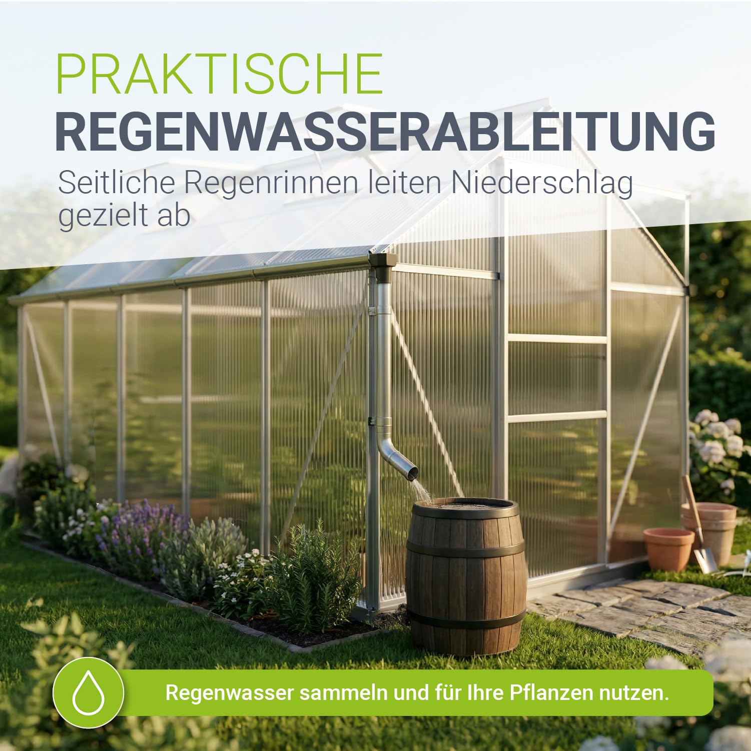 JUSKYS® Gewächshaus 7,2 m² - Aluminiumgestell & Stahlfundament, UV-beständig, abschließbare Schiebetür, belüftbare Dachfenster 61x57 cm