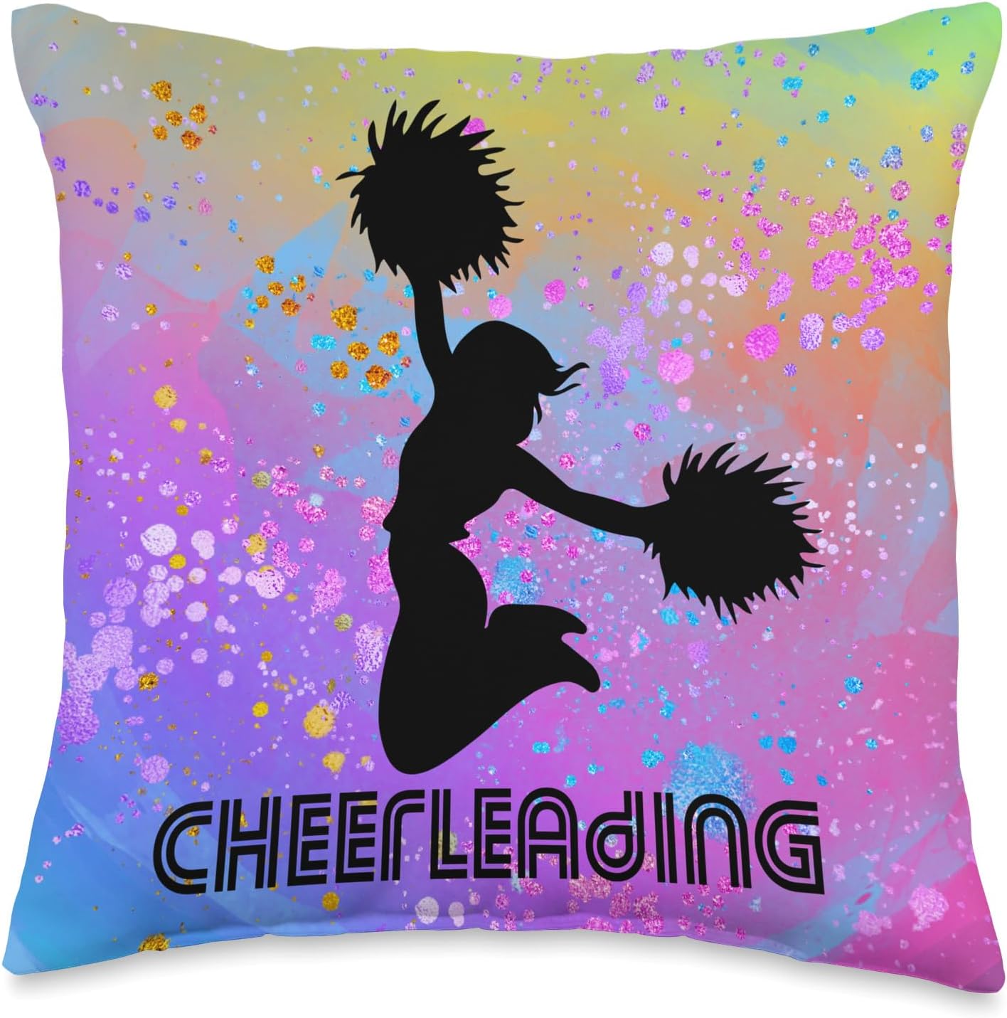 Retro Distressed CHeerleader Cheerleading Girl Pom Pom Cool Throw Pillow