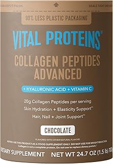 Vital Proteins Collagen Peptides Advanced, Hydrolyzed Peptides with Hyaluronic Acid and Vitamin C - Chocolate Flavor Powder, 24.7oz