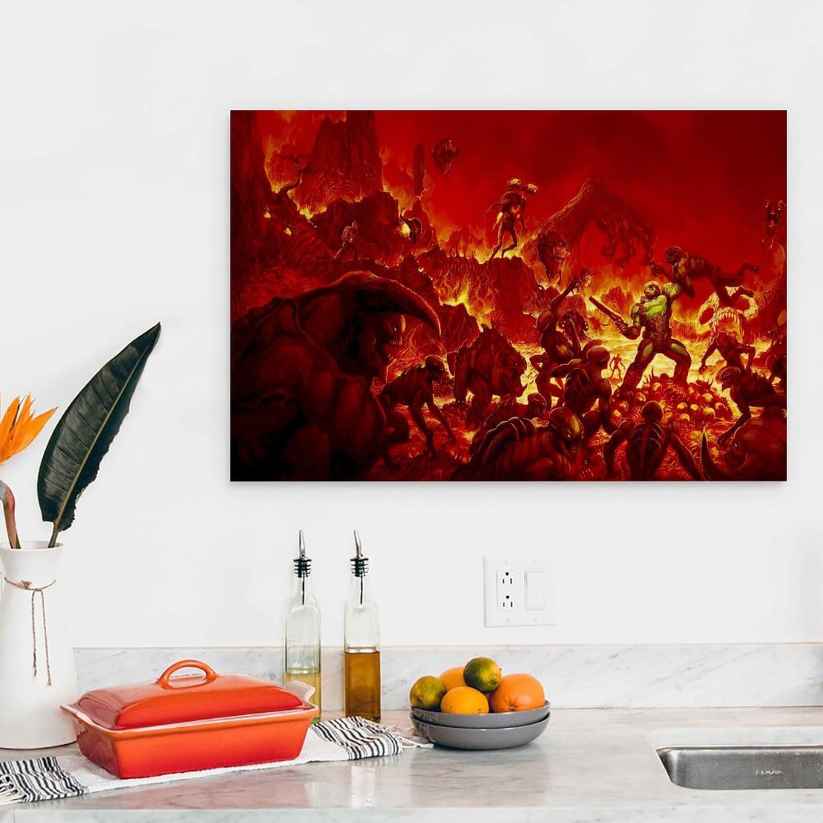 Poster Stampa Su Tela Doom Guy Vs Red Hood – Decorazione Moderna Per Camera, 30x45 Cm, Cornice In Pino E Inchiostro Impermeabile