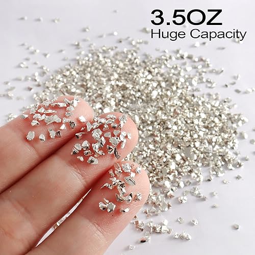 Miniatura 2 de Renfio Fragmentos de cristal roto con purpurina aplastada de 2 a 0.157in, irregulares, pequeños y metálicos, gruesos, alto brillo, lentejuelas para