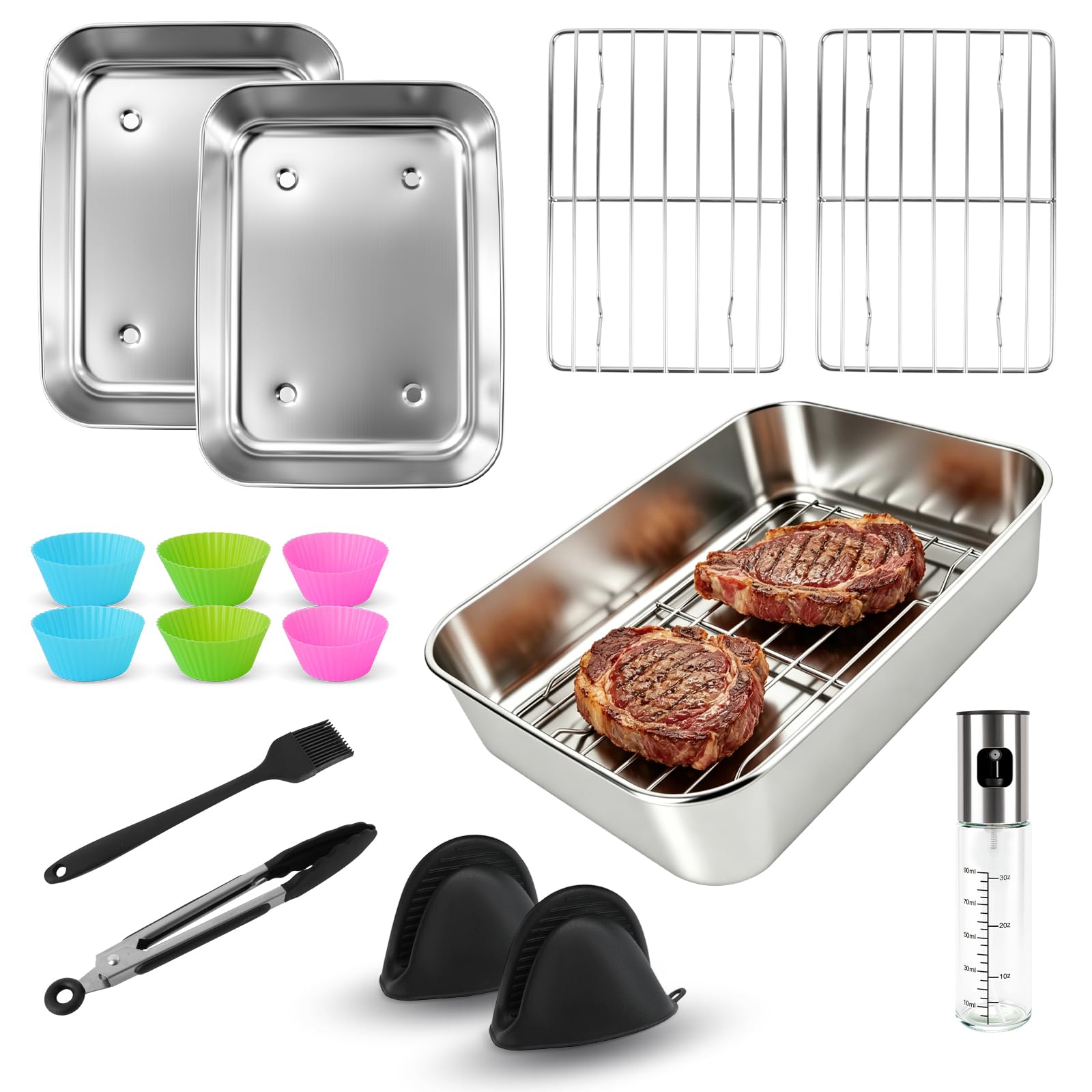 15-Pack Air Fryer Accessories for Ninja Double Zone AF400/451/500UK & SL400 Dual Basket, 304 Stainless Steel Air Fryer Liner(20x15x5cm), Dishwasher Safe