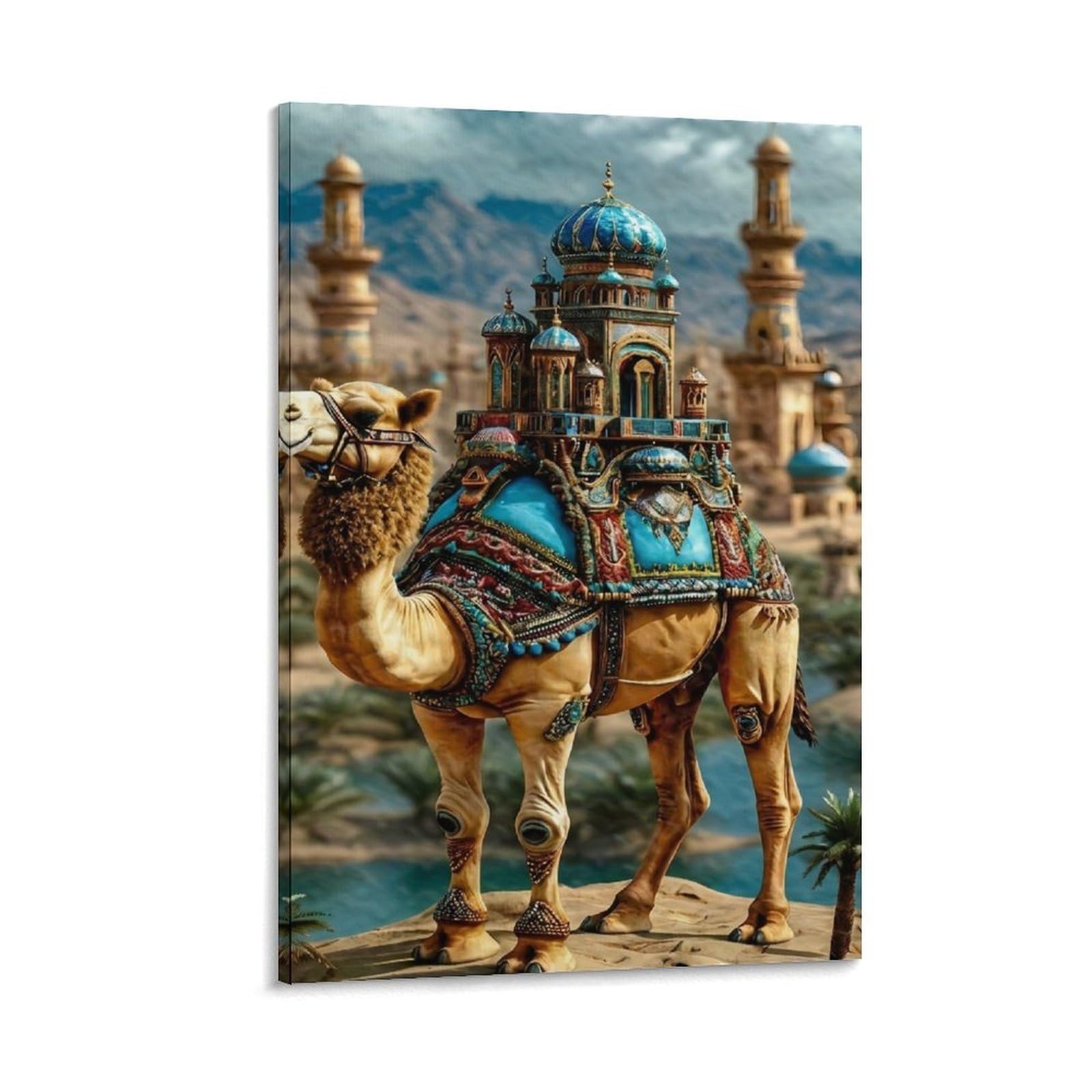 DHBANEIOK Fantasy Camel Throne Poster Artwork Giclee Canvas Prints Modern Wall Art Picture Wall Hanging for Bedroom Living Room Decor 16x24inch(40x60cm)