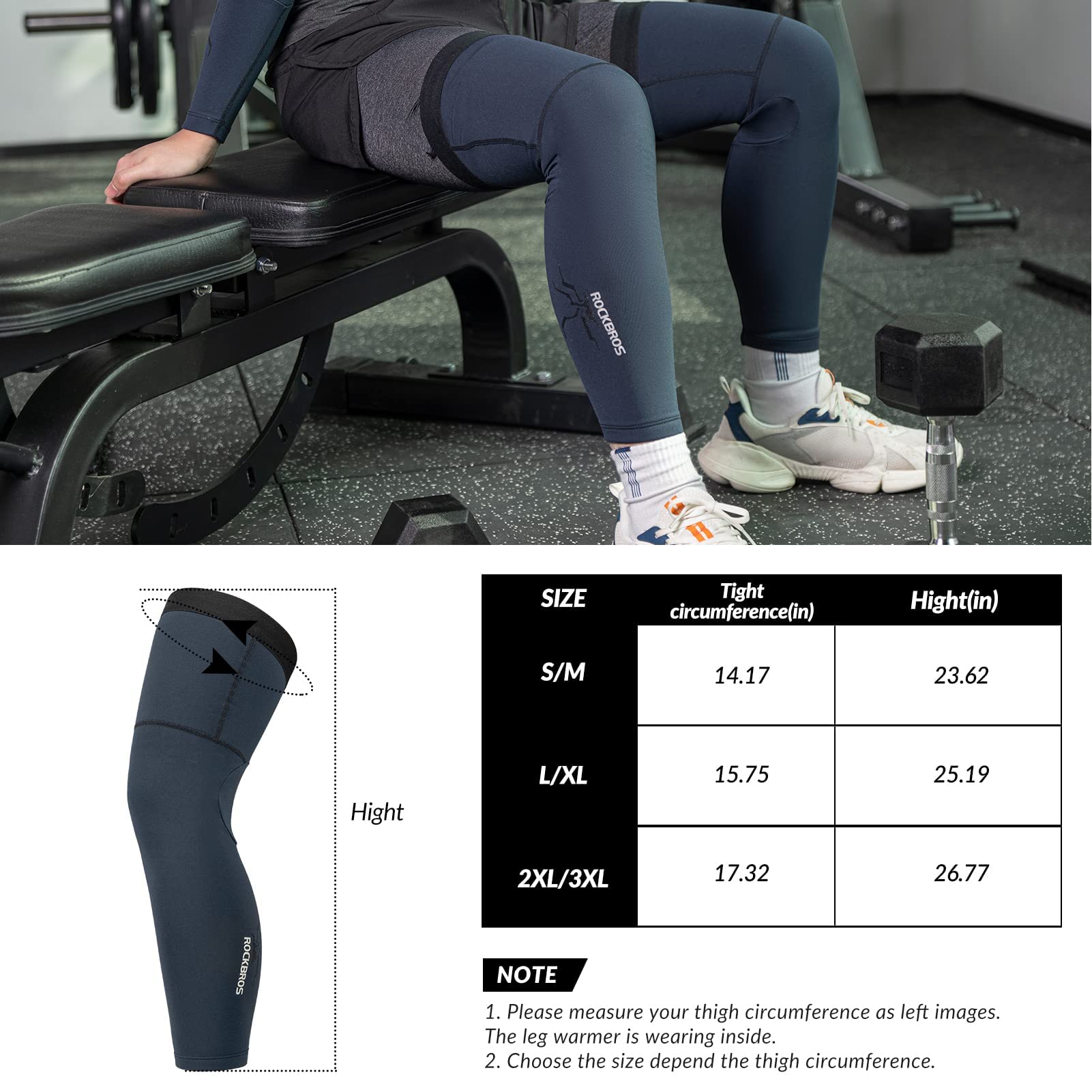 ROCKBROS Manchettes/Jambières Thermiques Hiver Élastique Couvre de Bras/Jambes Coupe Vent pour Course Cyclisme Basketball Randonné Pêche Basketball Golf Homme Femme Noir Vert/Bleu S-3XL (1 Paire)