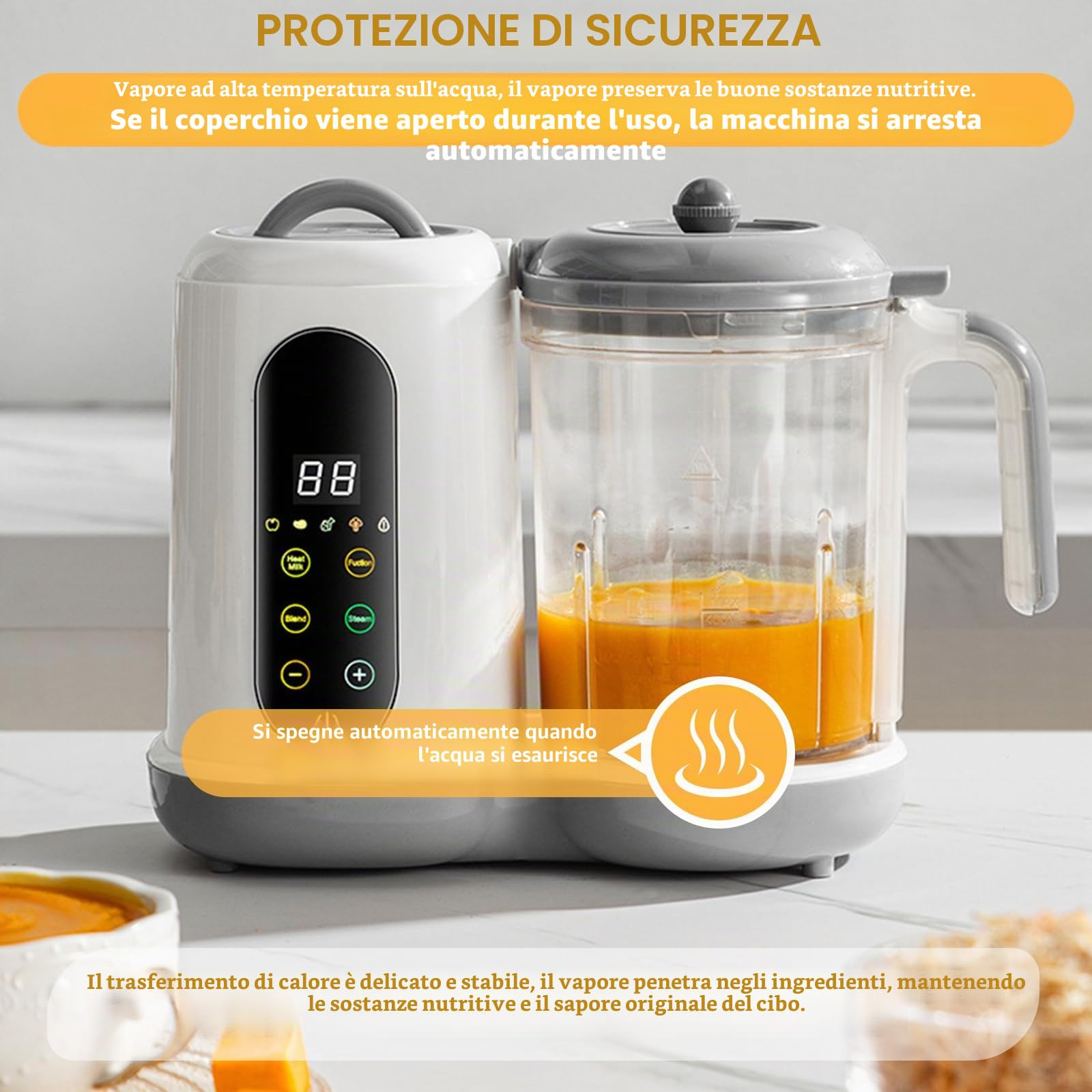Cuocipappa Multifunzione per Bambini 400 ml Frullatore e Sterilizzatore