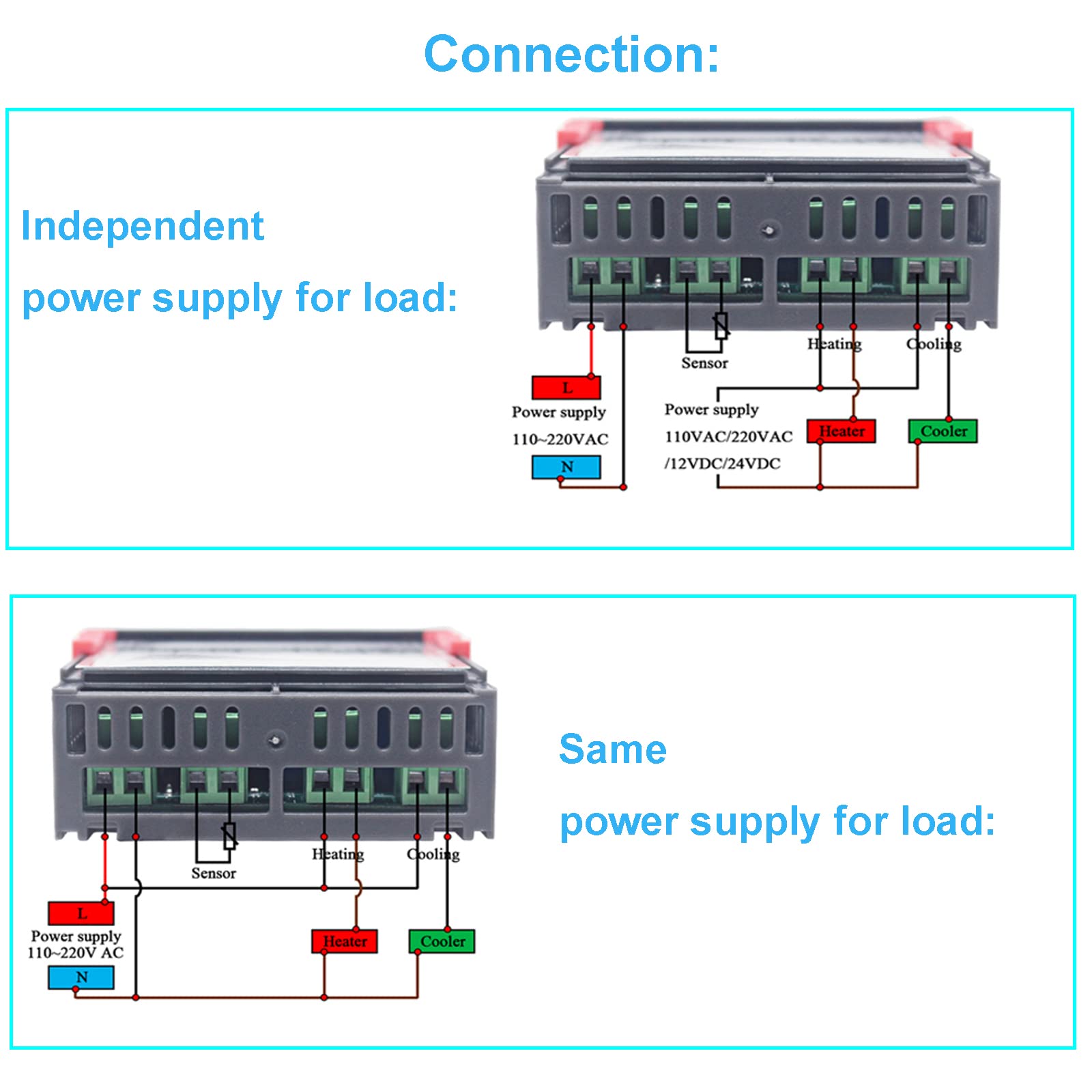 STC-1000 Controlador de temperatura digital Pantalla LED digital DC 110V-220V 10A Celsius Calefacción Refrigeración Centigrado Termostato Sensor 2 Relé Salida con NTC 10K Sensores de termistor Sonda