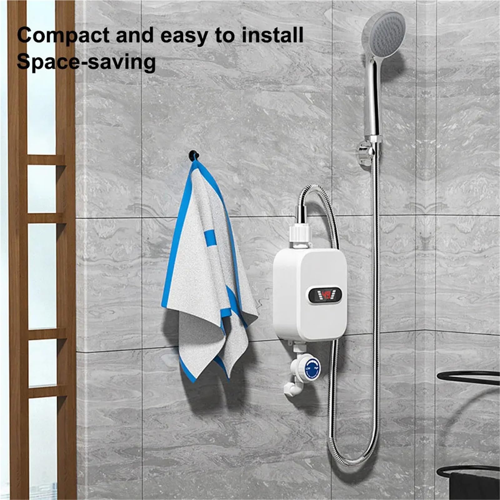 Calentador de agua instantáneo 3500 W con pantalla digital, calentador sin tanque for baño y ducha,Premium a prueba de fugas