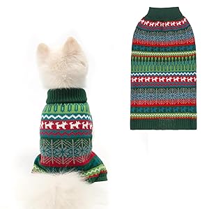 Mihachi Dog Sweater - Winter Coat Apparel Clothes with Colorful Stripes for Cold Weather