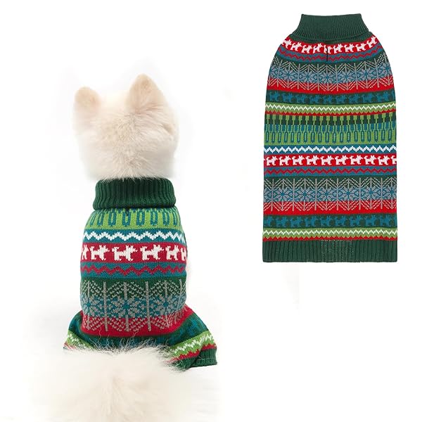 Mihachi Dog Sweater - Winter Coat Apparel Clothes with Colorful Stripes for Cold Weather