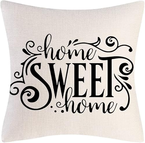 MFGNEH Home Sweet Home Quotes - Federa per cuscino da casa, 40 x 40 cm, decorazione per la casa, regalo di inaugurazione della casa