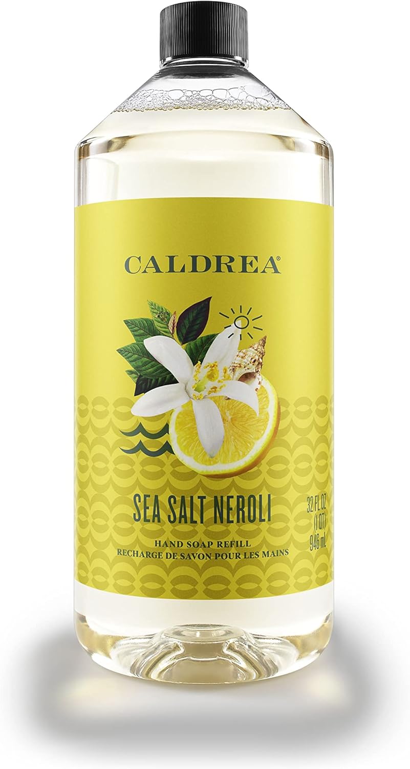 Caldrea Hand Soap Refill, Aloe Vera Gel, Olive Oil and Essential Oils to Cleanse and Condition, Sea Salt Neroli Scent, 32 oz