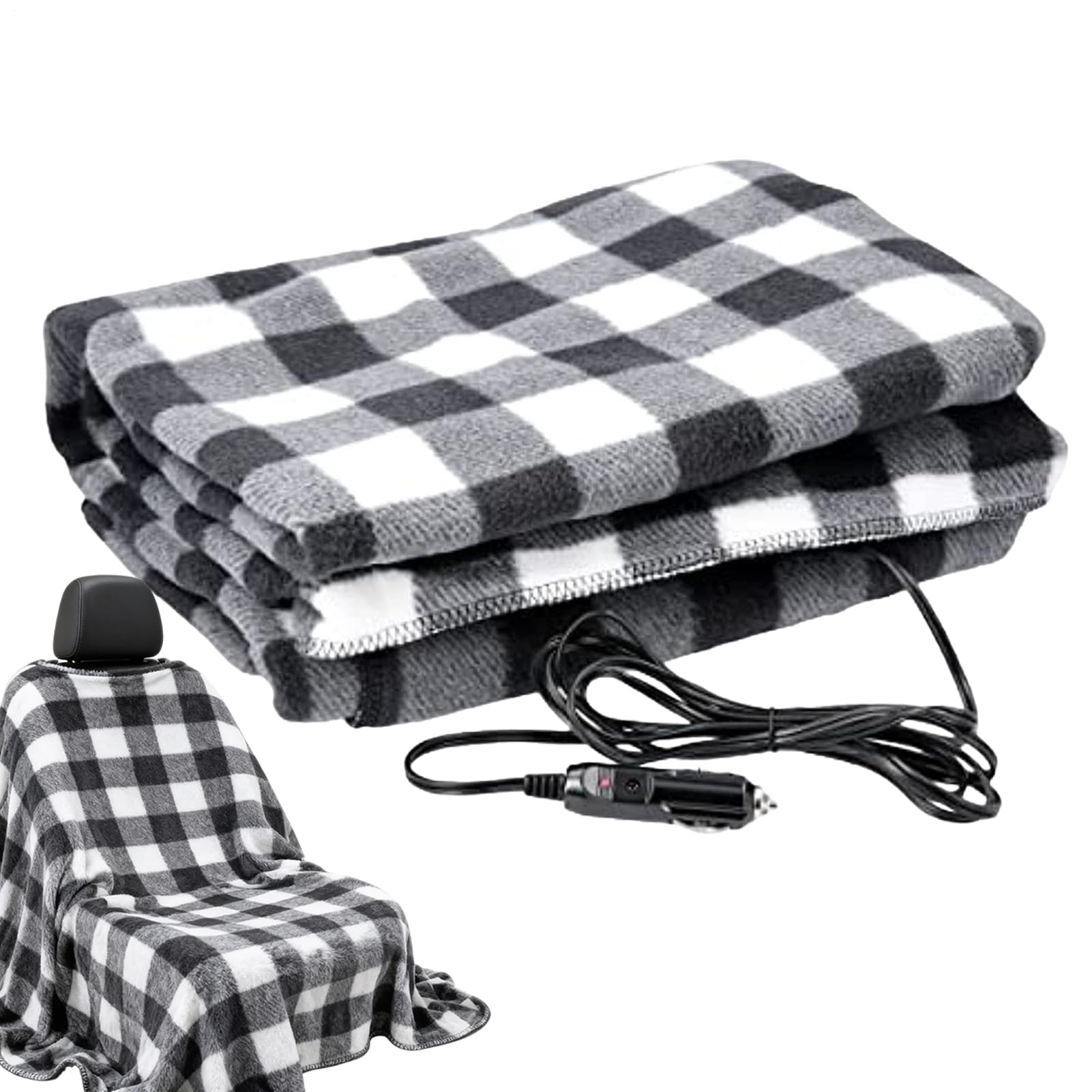 Coperta Elettrica Riscaldata Per Auto Spegnimento Automatico Morbida | 12V Coperta Elettrica Riscaldante per Veicoli Per Anziani, Uomini, Donne, Campeggio, Pendolarismo, Viaggi Stradali,