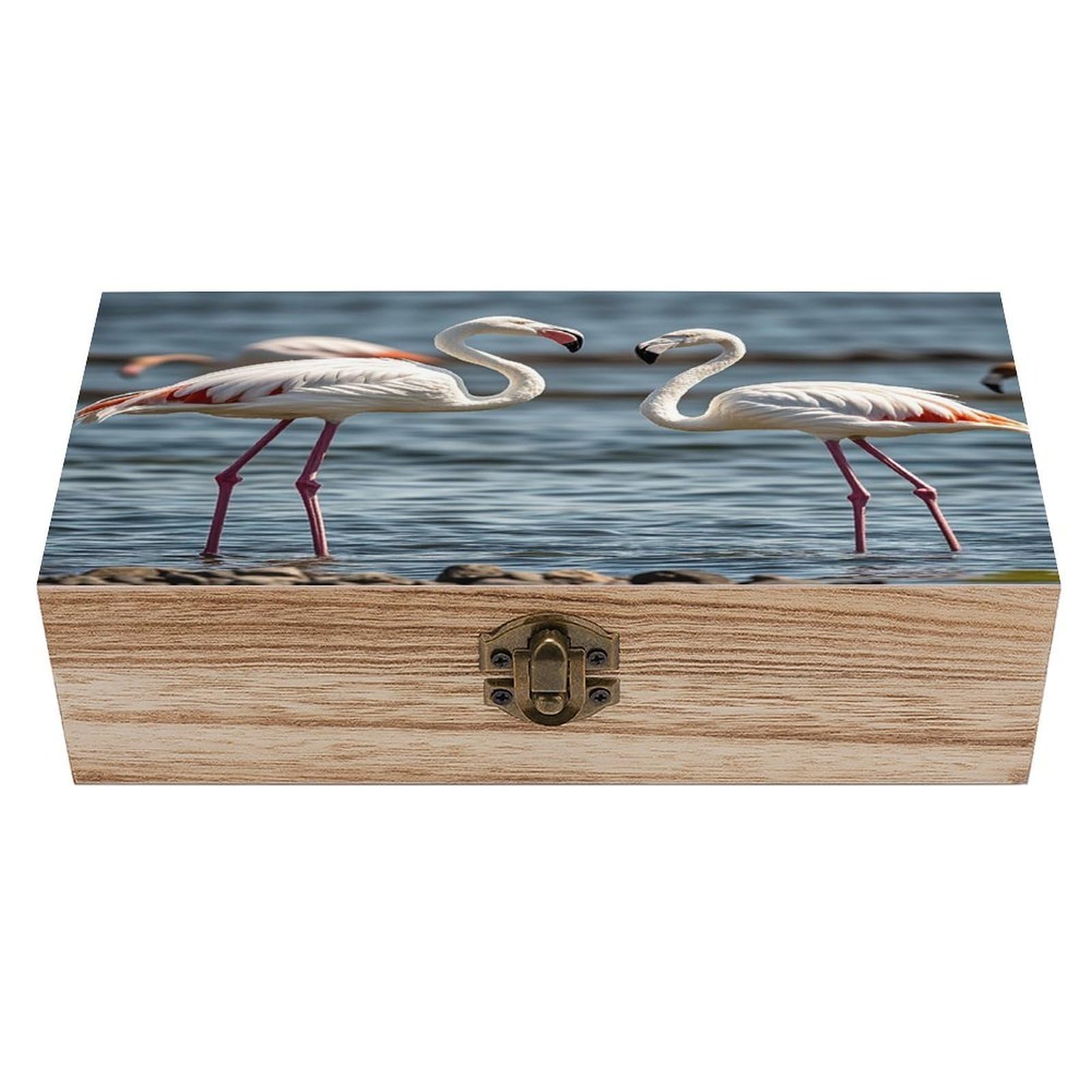 LZQPOEAS Animal Flamingo Wooden Box Storage Space to Organize Jewelry in A Beautiful Small Storage Box Decorative Card Boxes Memory Treasure Boxes for Crafts And Photo Storage