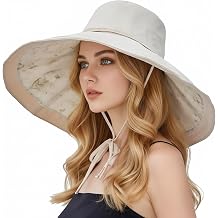 HUAMULAN Women Wide Brim Reversible Sun Hat Summer Beach Fishing Bucket