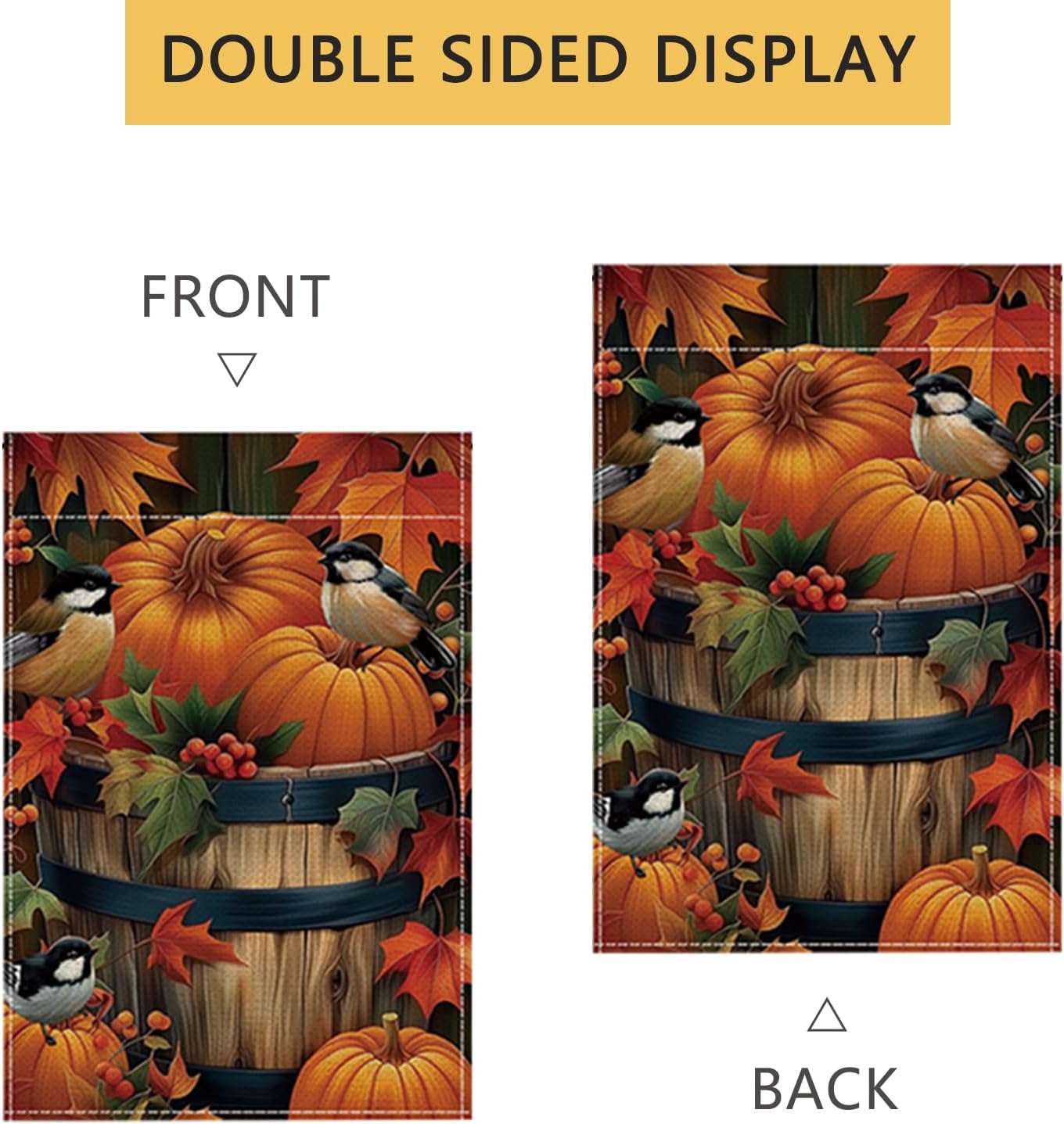 ONFAON Fall Decorations for Home, Thanksgiving Pumpkin Small Garden Flag for Outside 12x18 Inch,Fall Watercolor Bird Small Garden Flag,Double Sided Outside Yard Lawn Outdoor Decoration HYQX04 - Image 7