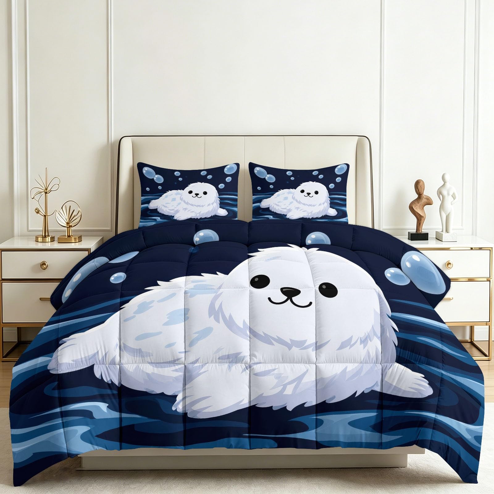 Edredón lavable a máquina de animales con almohada tamaño King europeo
