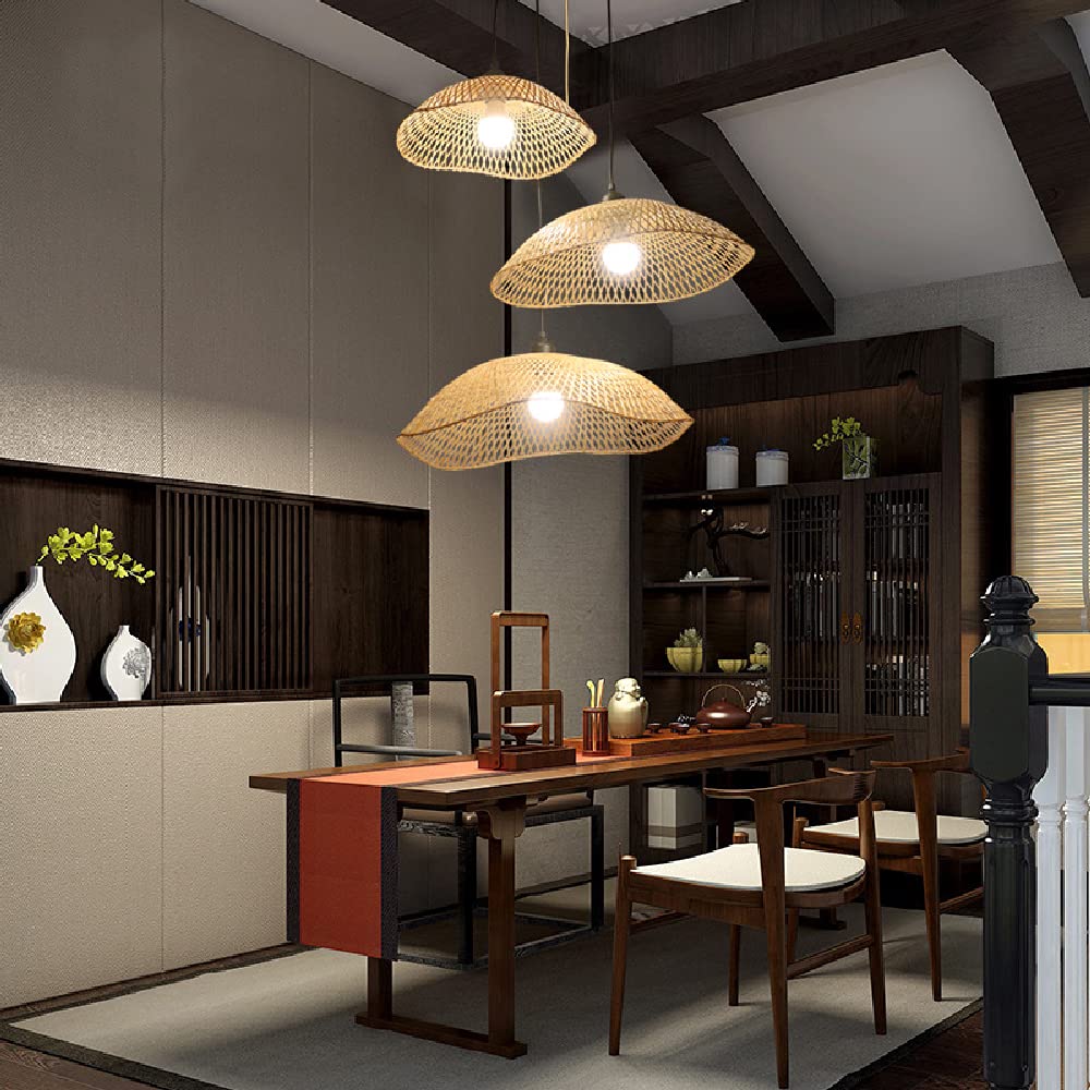 Lampadario in bambù intrecciato a mano, lampada a sospensione in bambù aperta, paralume in bambù E27, lampada da soffitto, apparecchi di illuminazione a risparmio energetico per la decorazion