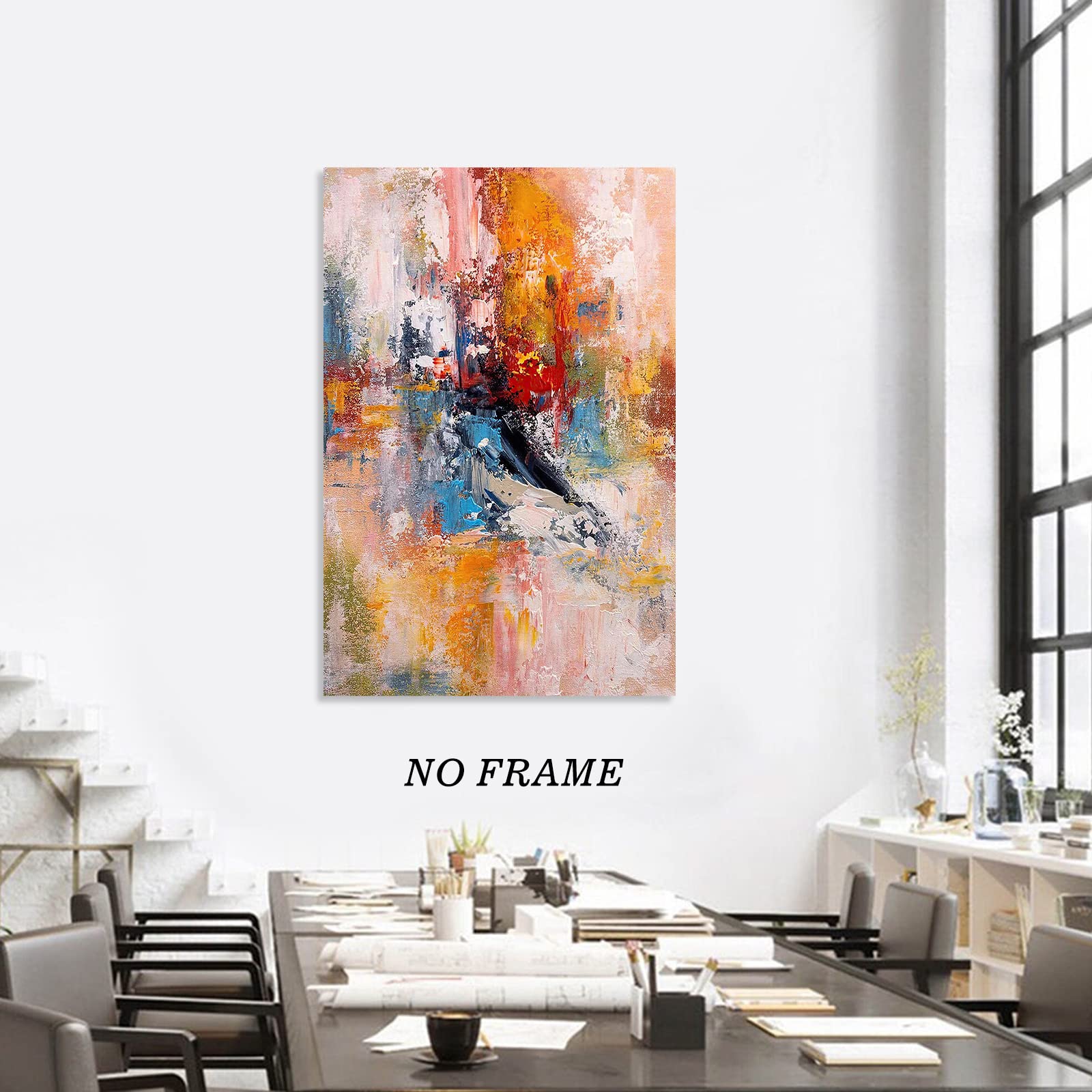 Amazon.co.jp: カラフル モダン ポスター オレンジ 抽象画 水彩画