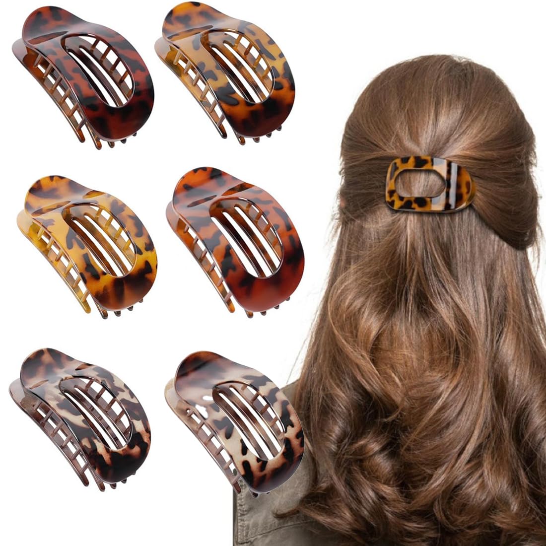 6 Pezzi Fermagli Capelli Donna, Pinze per Capelli Fermaglio Capelli Donna Elegante, Mollettone Pinze Capelli Antiscivolo Pinza Capelli Grande, Fermacapelli Donna e Ragazze