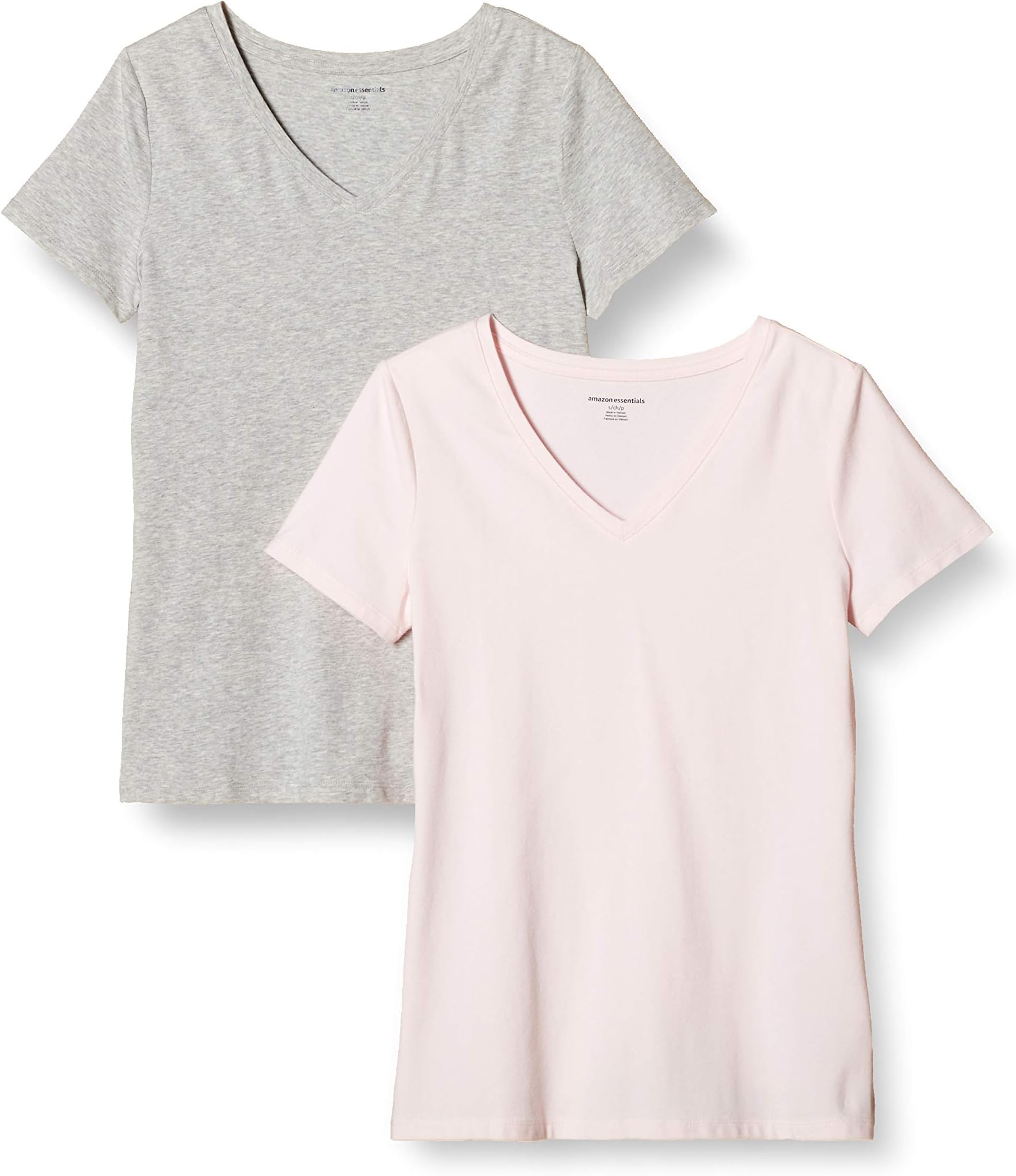 Women's Regular-Fit Short-Sleeve T-Shirt (Crewneck and V-Neck Options), Multipacks