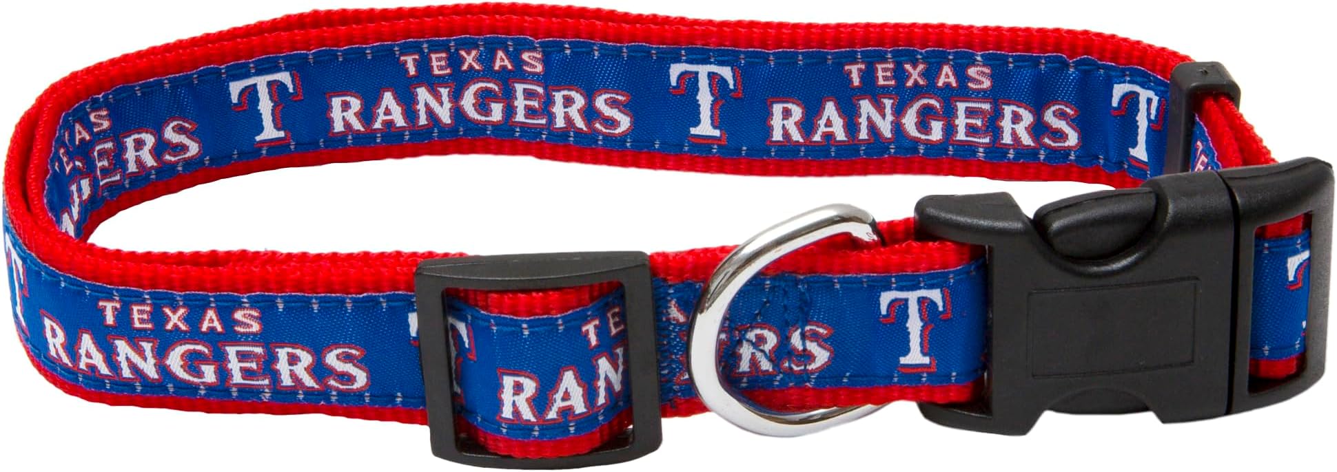 Pets First Texas Rangers Collar- Ribbon, Size: L (RAN-3036-L) (RAN-3036-LG)